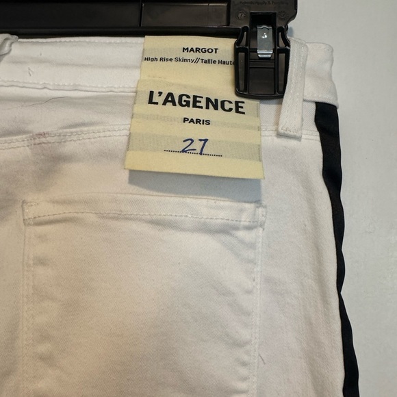 NWT L'AGENCE White Jeans with Black Stripe size 27 - Picture 1 of 3